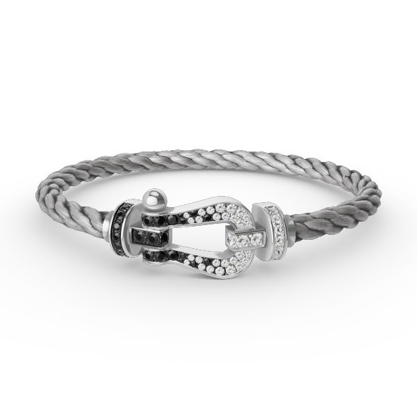 ¡®Imperial¡¯FORCE LARGE HORSESHOE BLACK WHITE DIAMOND BRACELET SILVER