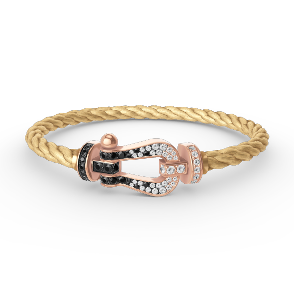 ¡®Imperial¡¯FORCE LARGE HORSESHOE BLACK WHITE DIAMOND BRACELET ROSE GOLD