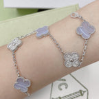 ¡®Imperial¡¯CLOVER  5 MOTIF DIAMOND PURPLE CHALCEDONY BRACELET SILVER