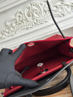 ZIP CABINE 31 BAG IN RUBY RED CANVAS AND BLACK CALFSKIN