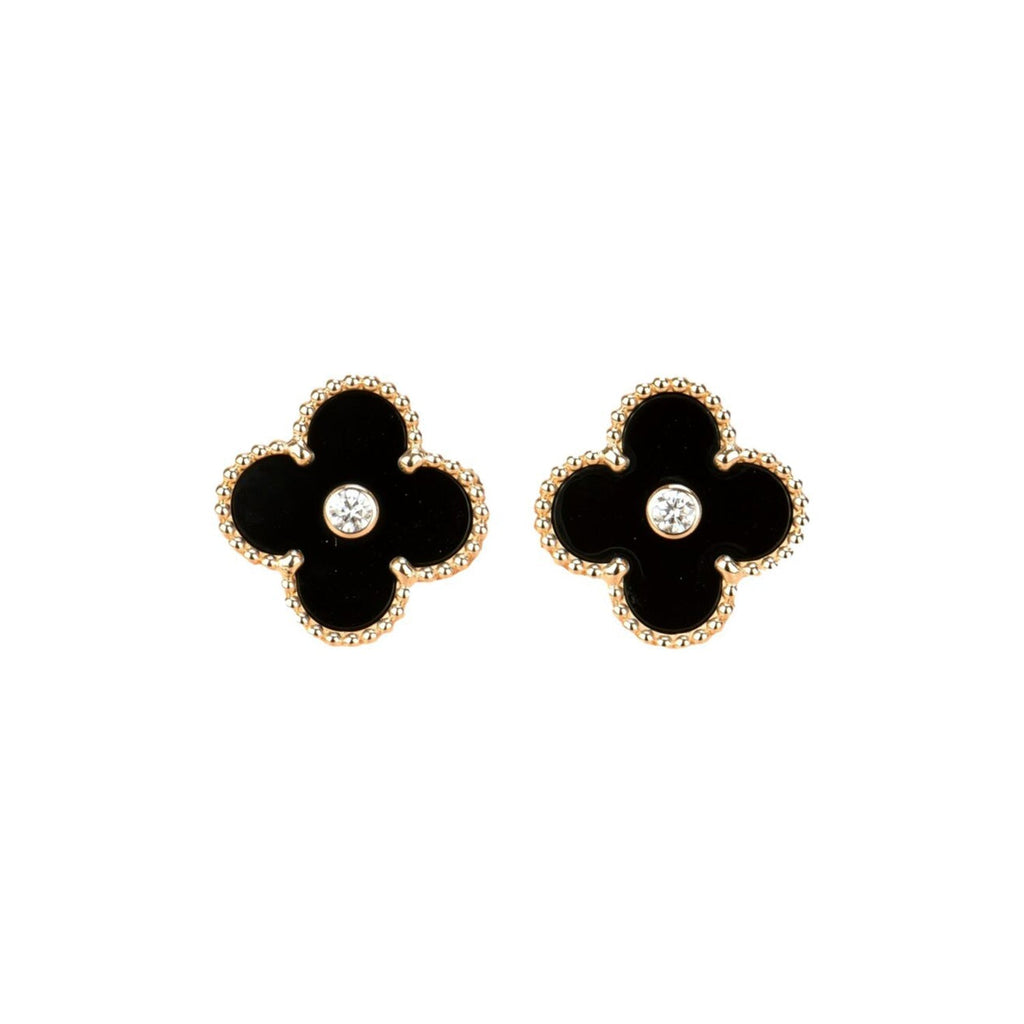 ¡®Imperial¡¯CLOVER MEDIUM 1 MOTIFS ONYX DIAMOND EARRINGS