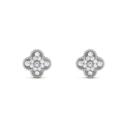 ¡®Imperial¡¯CLOVER 1 MOTIFS DIAMOND STUD EARRINGS SILVER