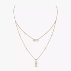 [Imperial] 2 Rows Rose Gold Diamond Pave_ Necklace Move Uno