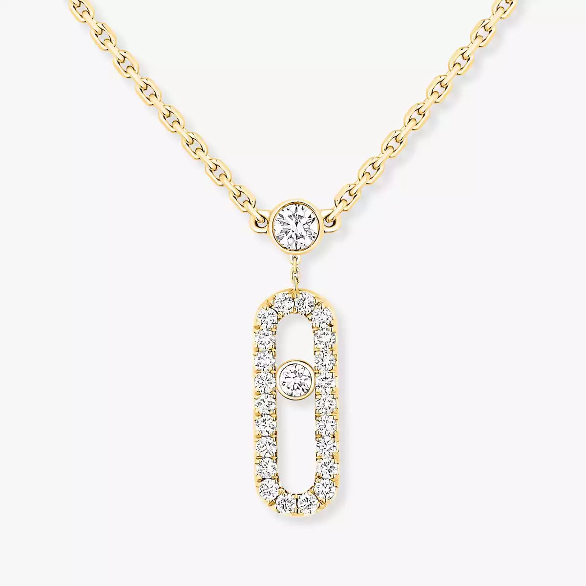 [Imperial] 2 Rows Rose Gold Diamond Pave_ Necklace Move Uno