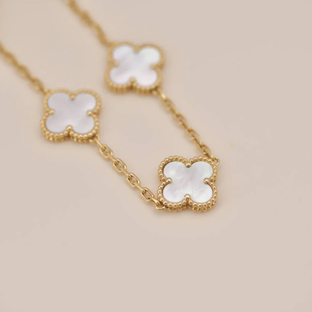 [Imperial]Nueva COLECCIÓN DE BRAZALETE TREBOL 5 MOTIVOS MADRE PERLA BLANCA