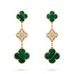 ¡®Imperial¡¯CLOVER EARRINGS GOLD MALACHITE DIAMOND 3 MOTIF