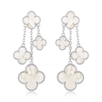 ¡®Imperial¡¯CLOVER EARRINGS WHITE MOP 4 MOTIFS SILVER