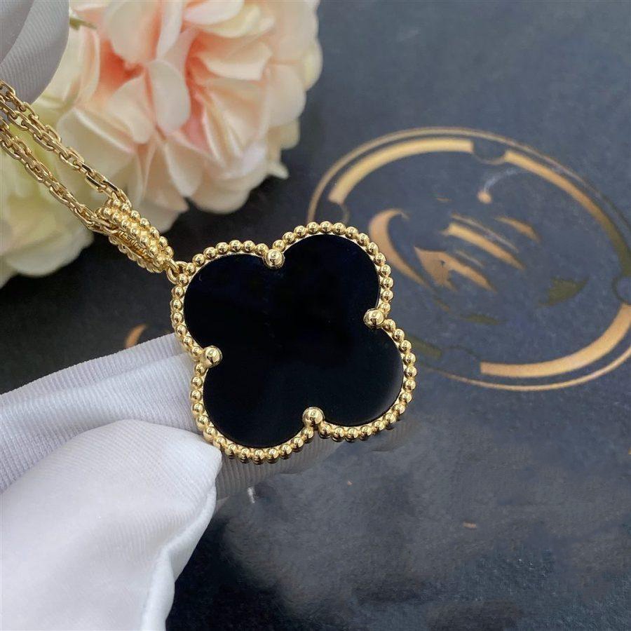 ¡®Imperial¡¯CLOVER 25MM GOLD ONYX BIG CLOVER NECKLACE