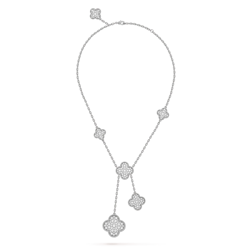 ¡®Imperial¡¯CLOVER 5 MOTIFS SILVER DIAMONDS NECKLACE