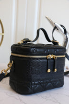 SMALL TRAVEL VANITY CASE BLACK LAMBSKIN